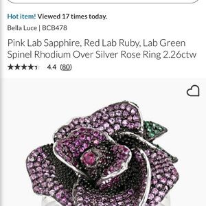 JTV Rose Ring with Pink and Red Stones
Brand new in box with tag. Stunning ring